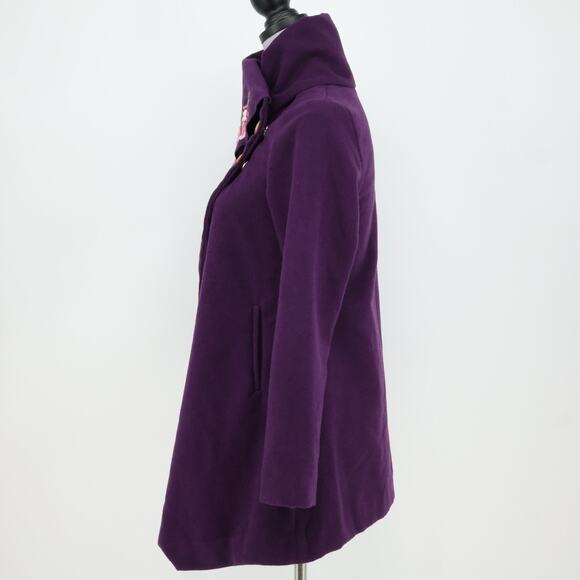 Garnet Hill Kids Coat Girls 12 Purple Tweed Snap Front Asymmetric Hem Overcoat - Picture 9 of 16